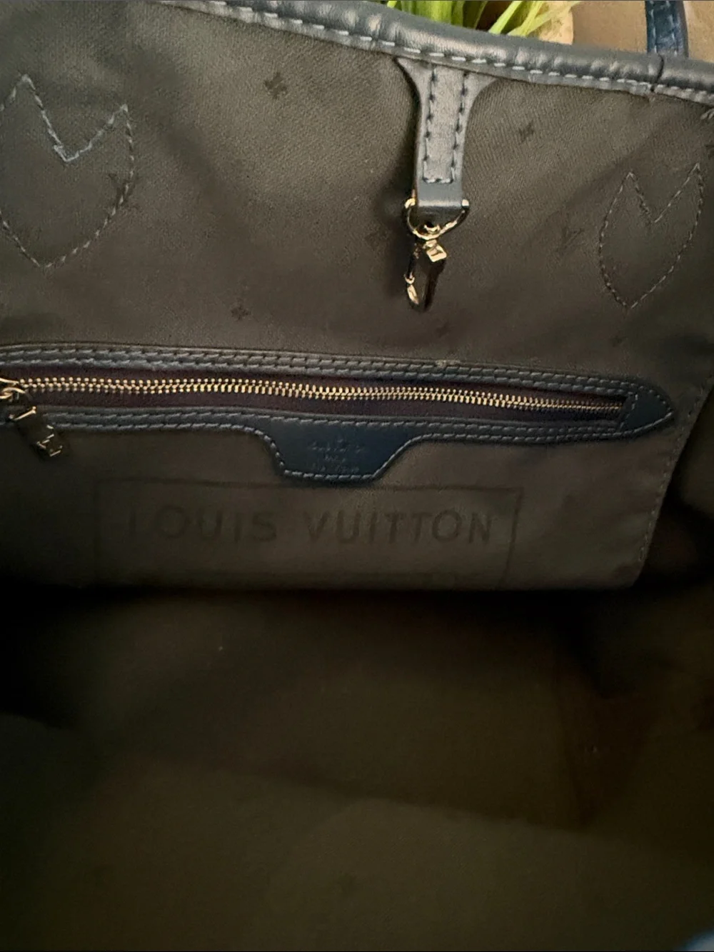 Blue White Tote Bag with Logo Pattern